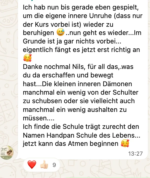 Nachricht von Anja über den Rhythmus-Fundament-Kurs